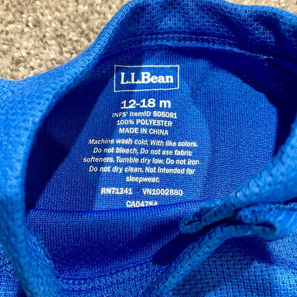 L.L. Bean Wicked Warm Onepiece Baselayer in Cobalt Blue - Size 12-18 Months - Picture 3 of 4